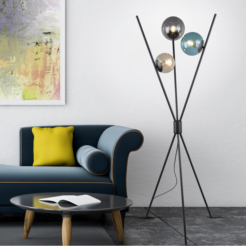 139,95 € Free Shipping | Floor lamp Trio Lance Ø 60 cm. Living room and bedroom. Modern Style. Metal casting. Black Color