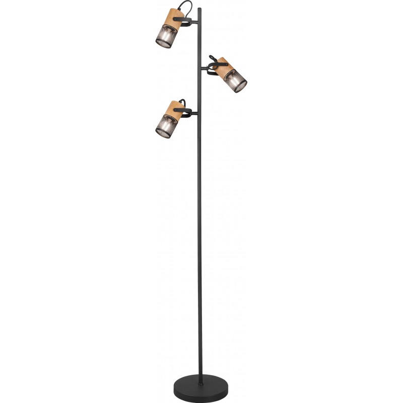 99,95 € Free Shipping | Floor lamp Trio Tosh Ø 23 cm. Living room and bedroom. Vintage Style. Metal casting. Black Color