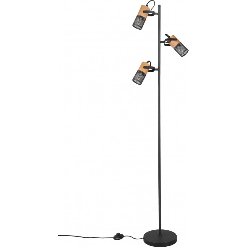 99,95 € Free Shipping | Floor lamp Trio Tosh Ø 23 cm. Living room and bedroom. Vintage Style. Metal casting. Black Color