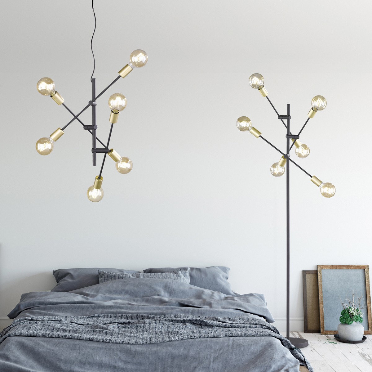 163,95 € Envoi gratuit | Lampadaire Trio Cross Ø 54 cm. Lumière directionnelle Métal. Couleur noir