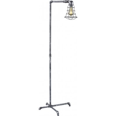 Lámpara de pie Trio Gotham 150×44 cm. Salón y dormitorio. Estilo vintage. Metal. Color plata antigua