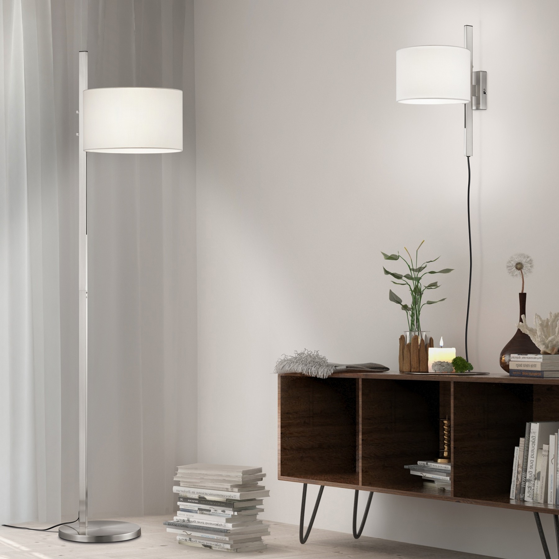 96,95 € Kostenloser Versand | Stehlampe Trio Arcor 175×35 cm. Verstellbare Höhe Metall. Matt nickel Farbe