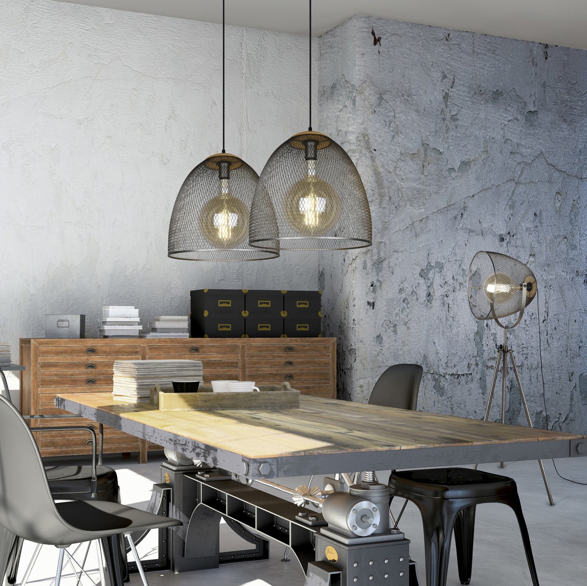 178,95 € Envío gratis | Lámpara de pie Trio Ivar Ø 69 cm. Altura regulable Metal. Color níquel antiguo