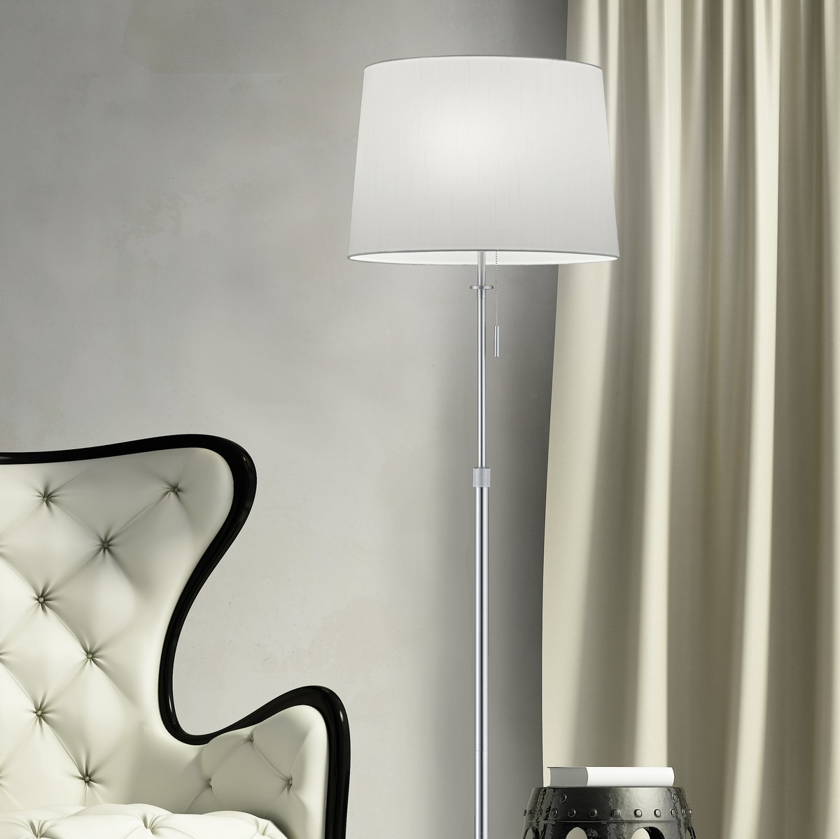 276,95 € 免费送货 | 落地灯 Trio Lyon Ø 46 cm. 可调高度 金属. 亚光镍 颜色