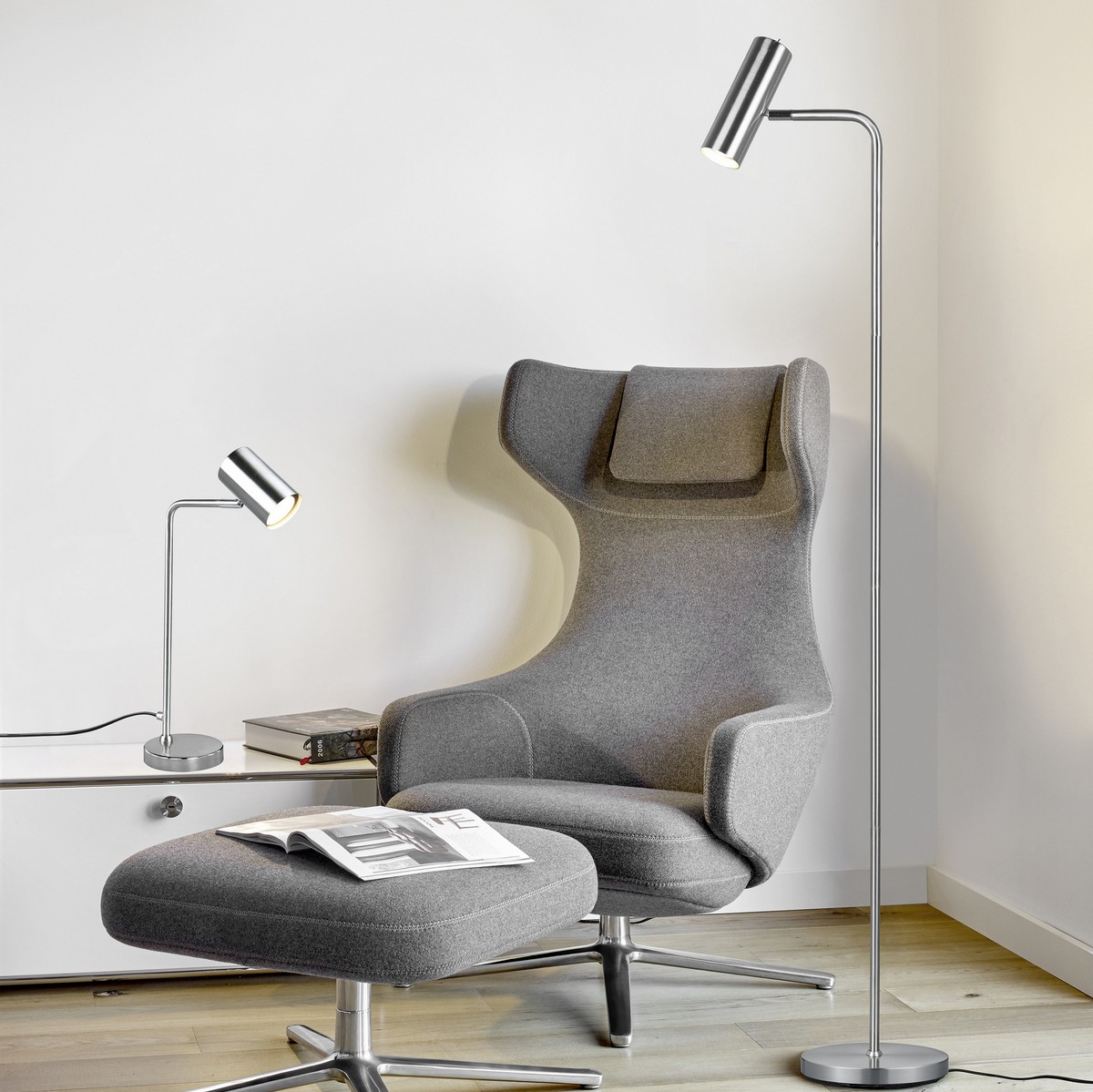 84,95 € Kostenloser Versand | Stehlampe Trio Marley 151×23 cm. Metall. Matt nickel Farbe