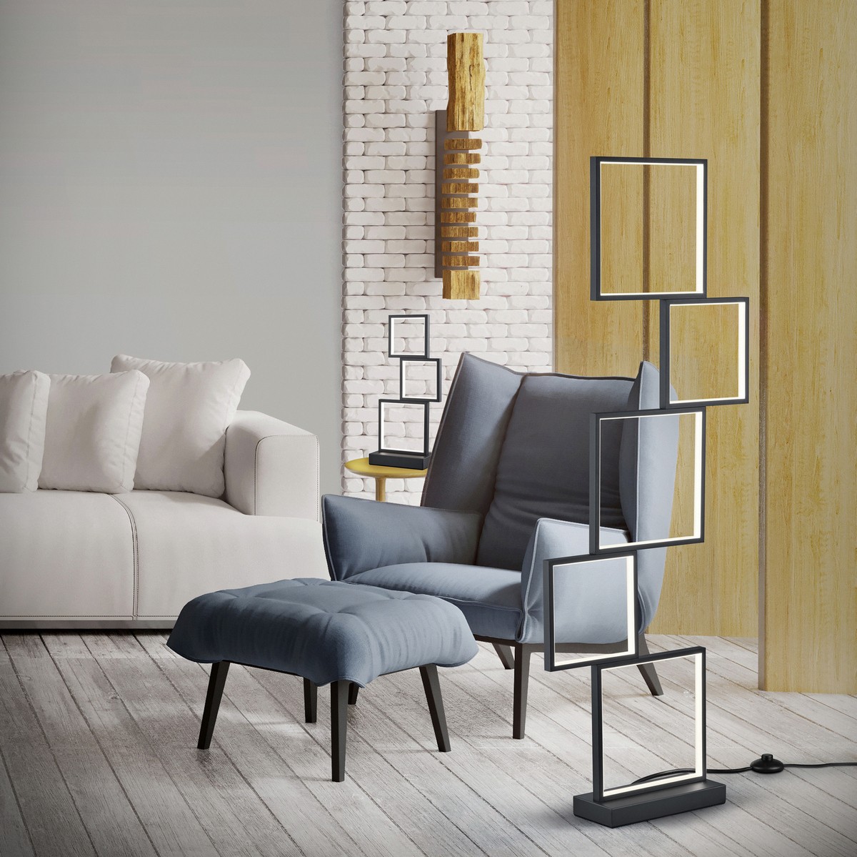 207,95 € Envio grátis | Luminária de piso Trio Sorrento 34W 3000K Luz quente. 125×48 cm. LED integrado Metais. Cor preto