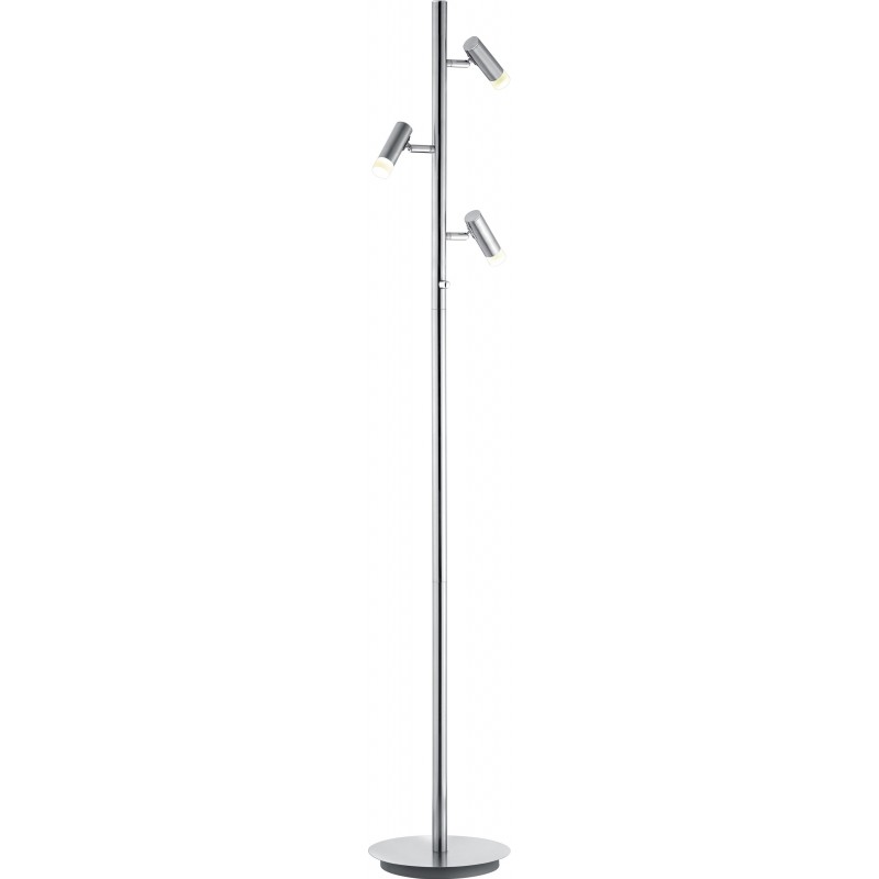 92,95 € Free Shipping | Floor lamp Trio Zidane 4.5W 3000K Warm light. Ø 24 cm. Dimmable LED Living room and bedroom. Modern Style. Metal casting. Matt nickel Color