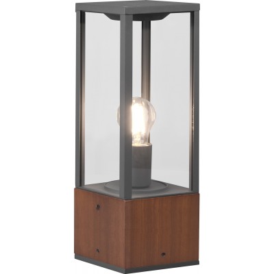 Balise lumineuse Trio Garonne 40×14 cm. Luminaire sur mât vertical Bois. Couleur marron