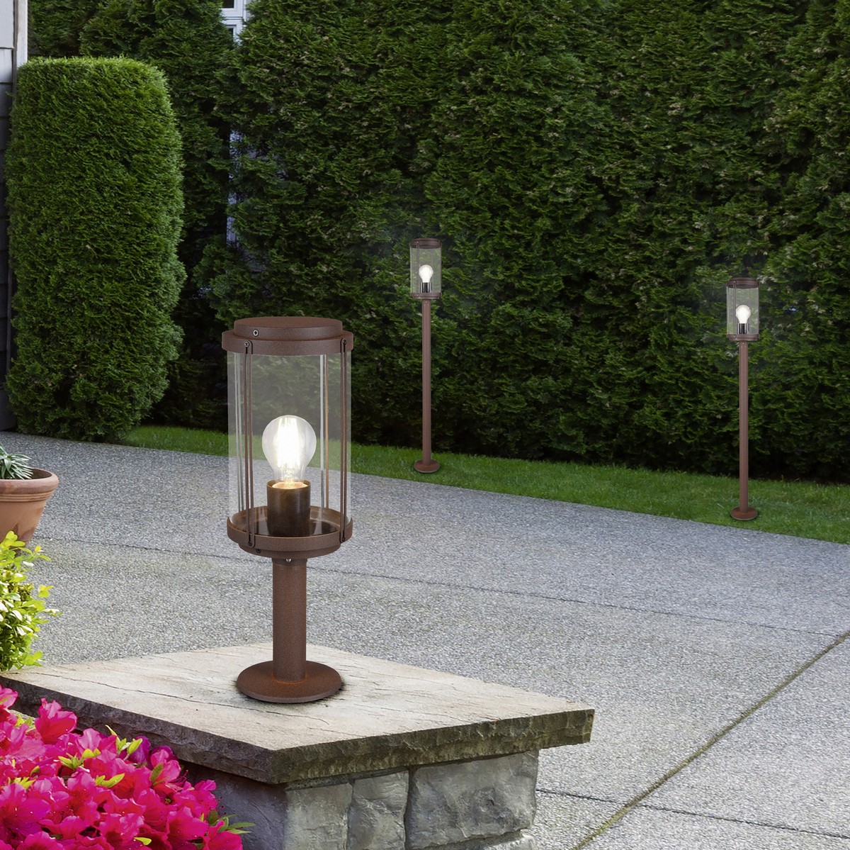 48,95 € Envio grátis | Farol luminoso Trio Tanaro Ø 14 cm. Luminária de poste vertical Alumínio fundido. Cor óxido