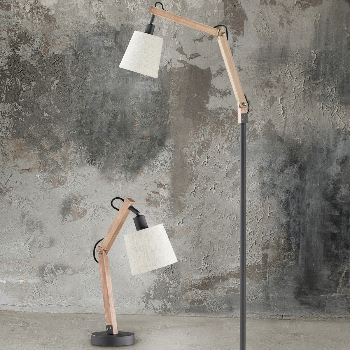 29,95 € Free Shipping | Desk lamp Trio Janko 44×14 cm. Wood. Brown Color