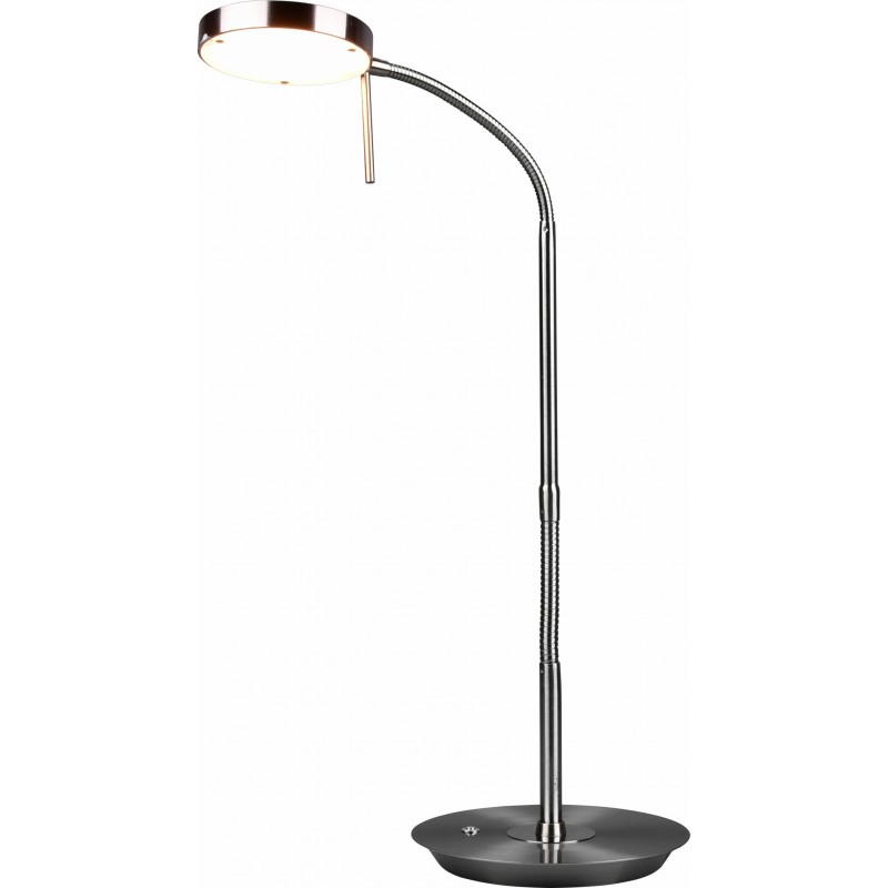 122,95 € Free Shipping | Desk lamp Trio Monza 12W 57×46 cm. White LED with adjustable color temperature. Flexible Living room and bedroom. Modern Style. Metal casting. Matt nickel Color
