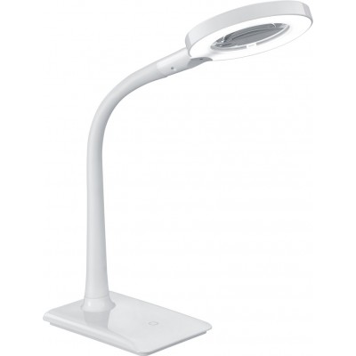 61,95 € Free Shipping | Technical lamp Trio Lupo 5W 3500K Neutral light. Ø 13 cm. Magnifying glass. 3x magnification lens. Integrated LED. Flexible. Touch function Kids zone and office. Modern Style. Plastic and Polycarbonate. White Color