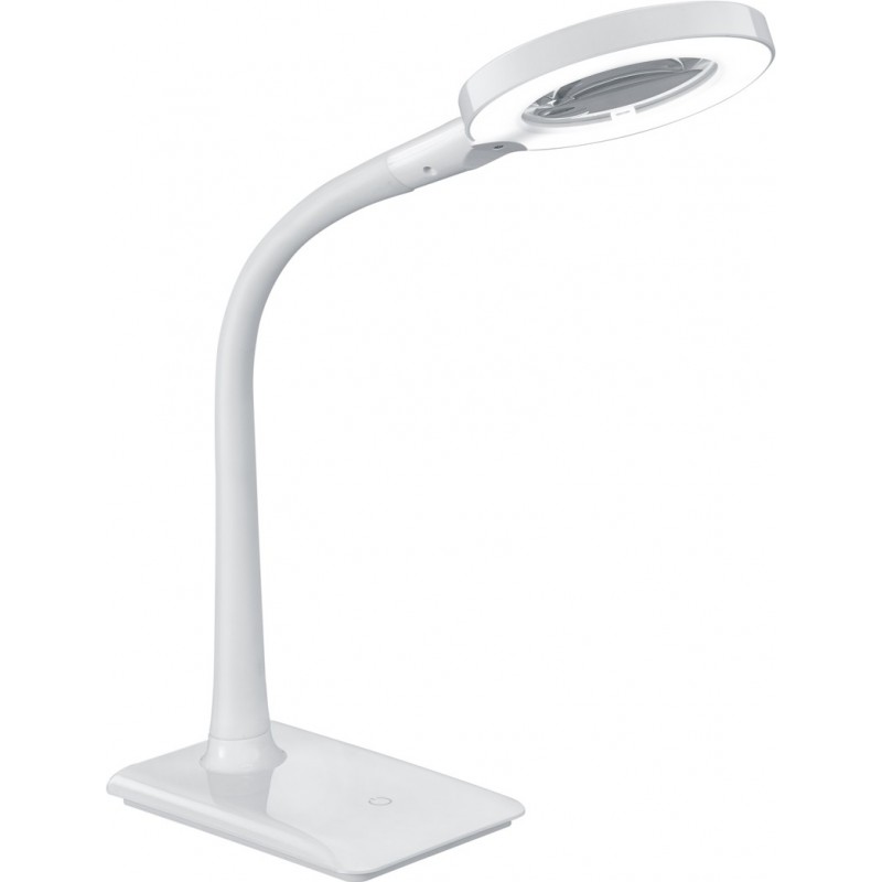 57,95 € Free Shipping | Table lamp Trio Lupo 5W 3500K Neutral light. Ø 13 cm. Magnifying glass. 3x magnification lens. Integrated LED. Flexible. Touch function Kids zone and office. Modern Style. Plastic and polycarbonate. White Color