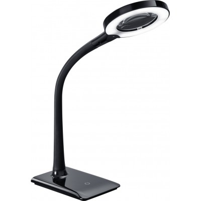 63,95 € Free Shipping | Technical lamp Trio Lupo 5W 3500K Neutral light. Ø 13 cm. Magnifying glass. 3x magnification lens. Integrated LED. Flexible. Touch function Kids zone and office. Modern Style. Plastic and Polycarbonate. Black Color