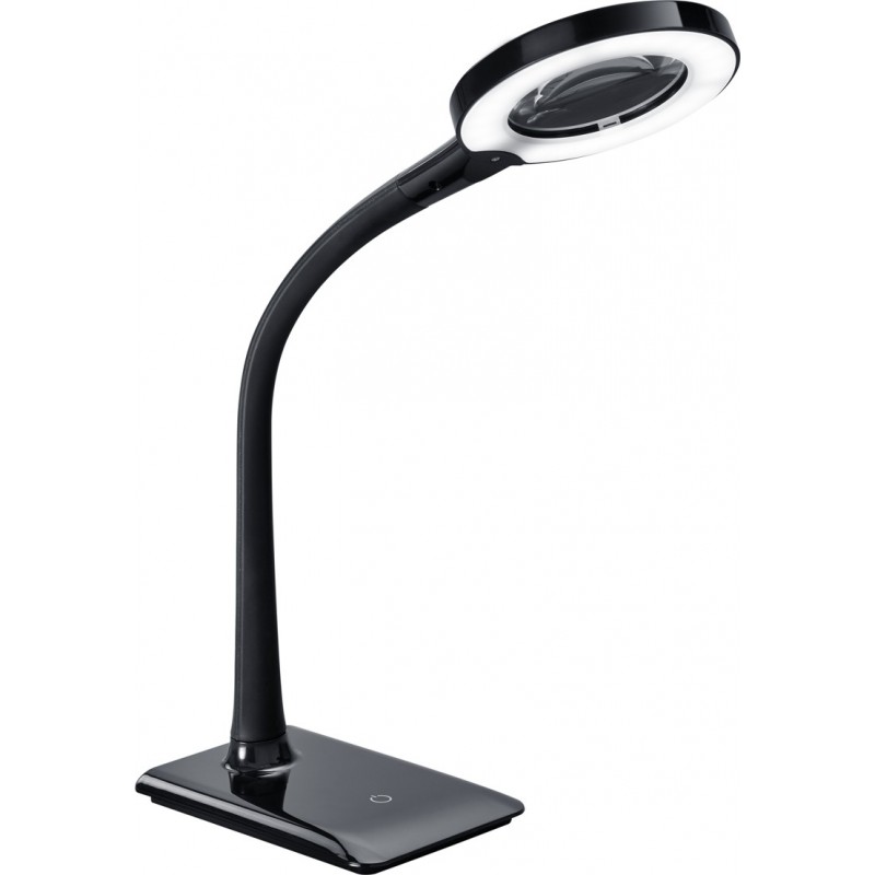 57,95 € Free Shipping | Technical lamp Trio Lupo 5W 3500K Neutral light. Ø 13 cm. Magnifying glass. 3x magnification lens. Integrated LED. Flexible. Touch function Plastic and polycarbonate. Black Color