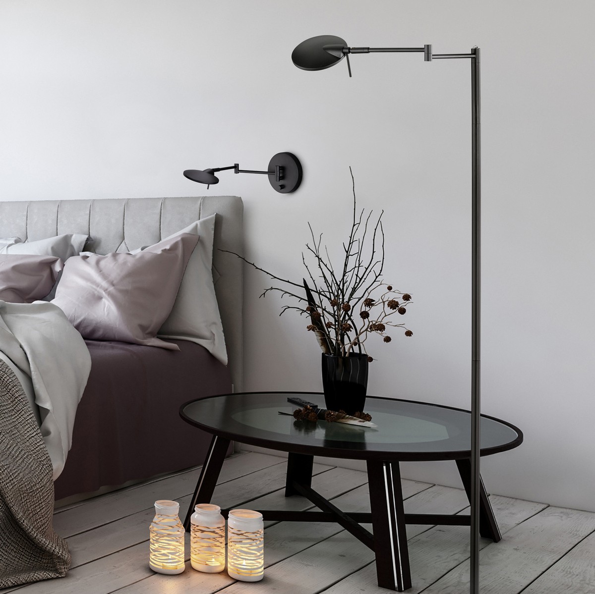 63,95 € Бесплатная доставка | Настольная лампа Trio Kazan 8W 3000K Теплый свет. 46×17 cm. Встроенный светодиод Направленный свет. сенсорная функция Металл. Чернить Цвет
