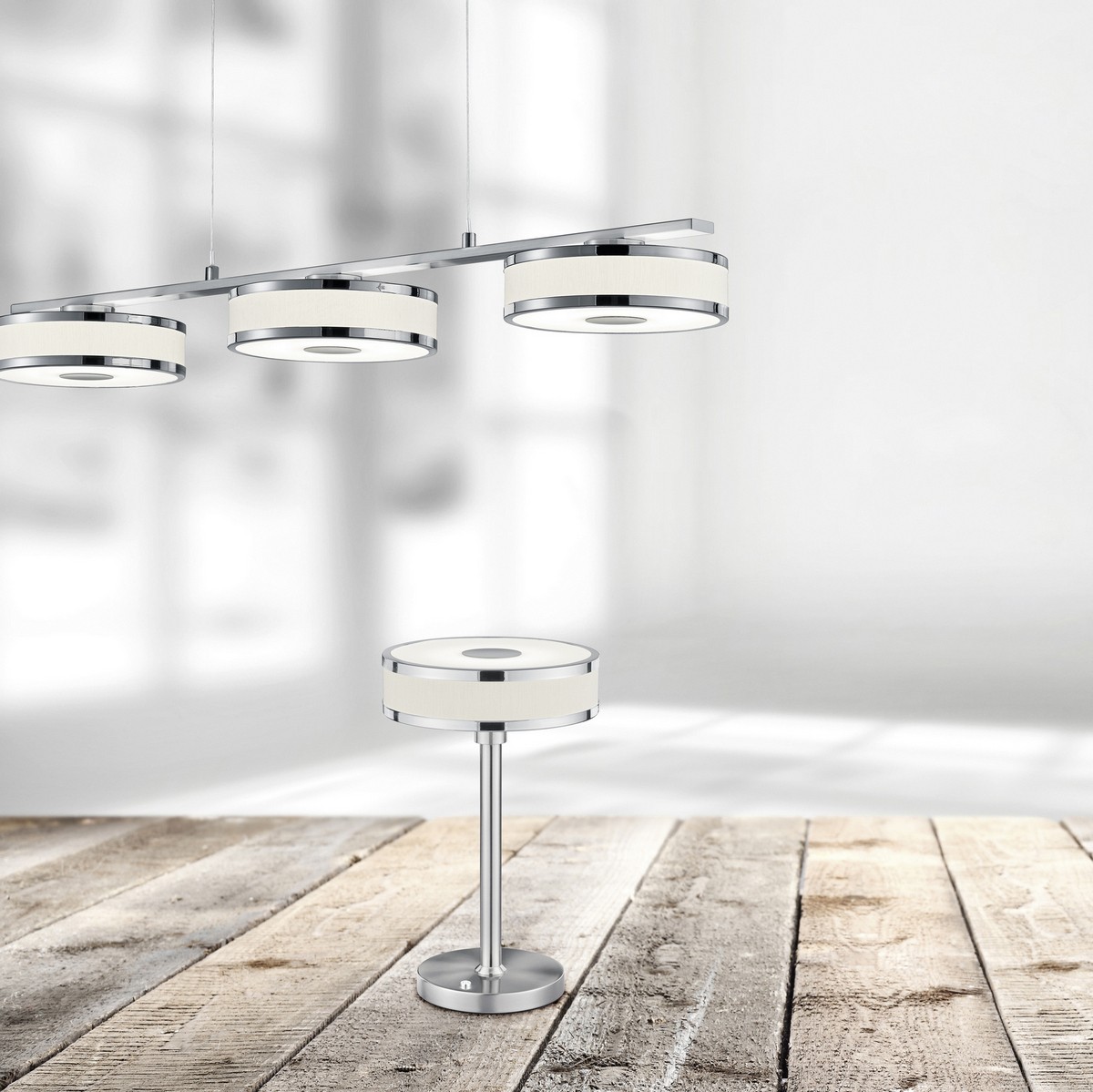 113,95 € Envío gratis | Lámpara de sobremesa Trio Agento 7.5W 3000K Luz cálida. Ø 20 cm. LED integrado Metal. Color níquel mate