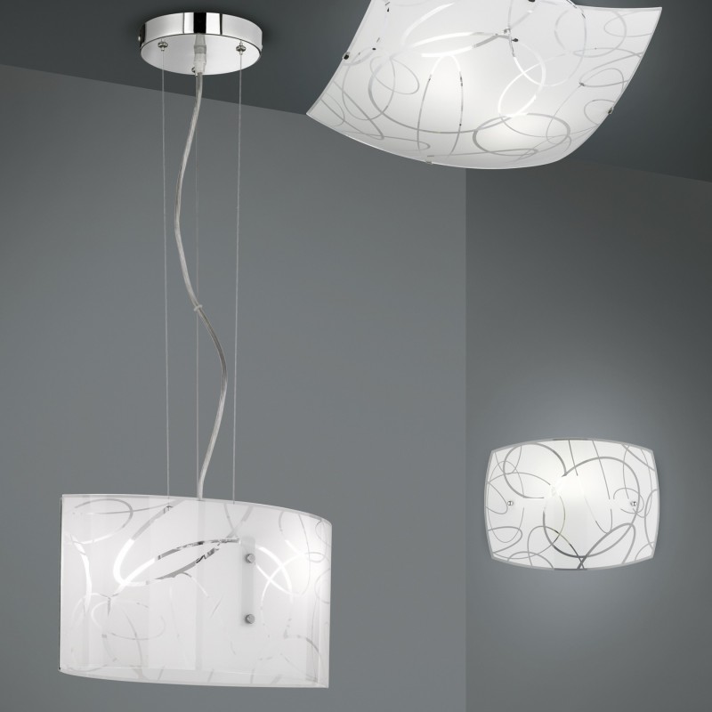 38,95 € Free Shipping | Hanging lamp Trio Spirelli 40×40 cm. Living room and bedroom. Modern Style. Metal casting. White Color