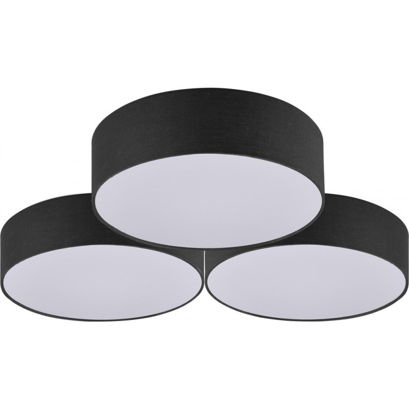 181,95 € Free Shipping | Ceiling lamp Trio Lugano 38W 3000K Warm light. Round Shape Ø 64 cm. Integrated LED Living room and bedroom. Modern Style. Metal casting. Black Color