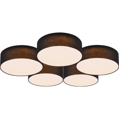吸顶灯 Trio Lugano 60W 3000K 暖光. 圆形的 形状 87×69 cm. 集成LED 客厅 和 卧室. 现代的 风格. 金属. 黑色的 颜色