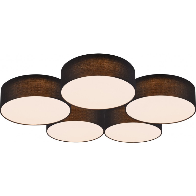 303,95 € Free Shipping | Ceiling lamp Trio Lugano 60W 3000K Warm light. Round Shape 87×69 cm. Integrated LED Living room and bedroom. Modern Style. Metal casting. Black Color