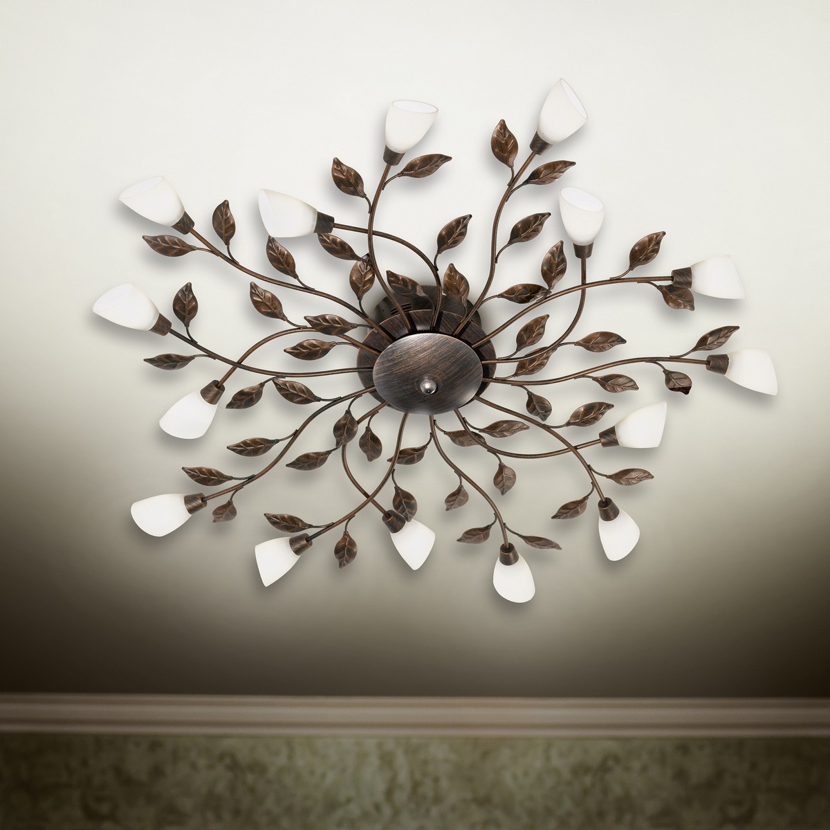 278,95 € Envío gratis | Lámpara de araña Trio Reposa 1.2W 3000K Luz cálida. Ø 80 cm. LED integrado Metal. Color óxido