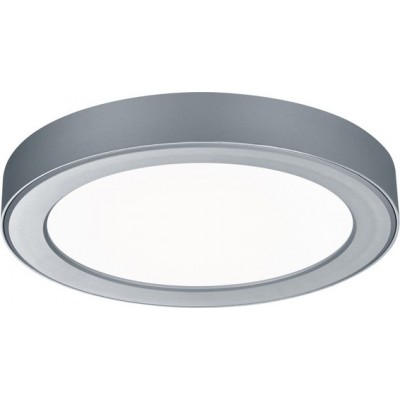 Indoor ceiling light Trio Juno 18W 3000K Warm light. Round Shape Ø 22 cm. Integrated LED Living room and bedroom. Modern Style. Plastic and Polycarbonate. Gray Color
