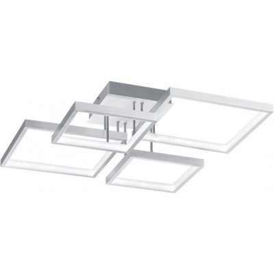 Ceiling lamp Trio Sorrento 24W 3000K Warm light. Square Shape 53×53 cm. Integrated LED Living room and bedroom. Modern Style. Metal casting. Aluminum Color