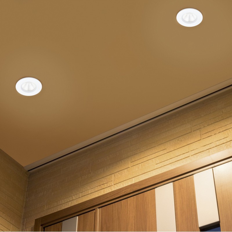 18,95 € Free Shipping | Recessed lighting Trio Zagros 5.5W 3000K Warm light. Ø 8 cm. Integrated LED Living room and bedroom. Modern Style. Metal casting. White Color
