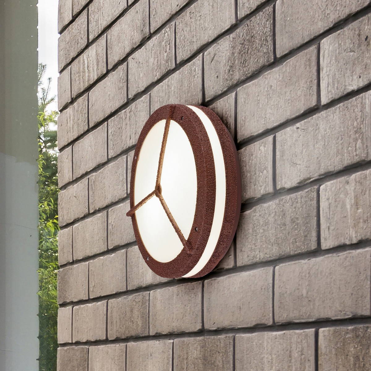 31,95 € Envio grátis | Lâmpada de exterior Trio Murray Ø 30 cm. Lâmpada de teto e luz de parede. Montagem no teto e na parede Plástico e policarbonato. Cor óxido