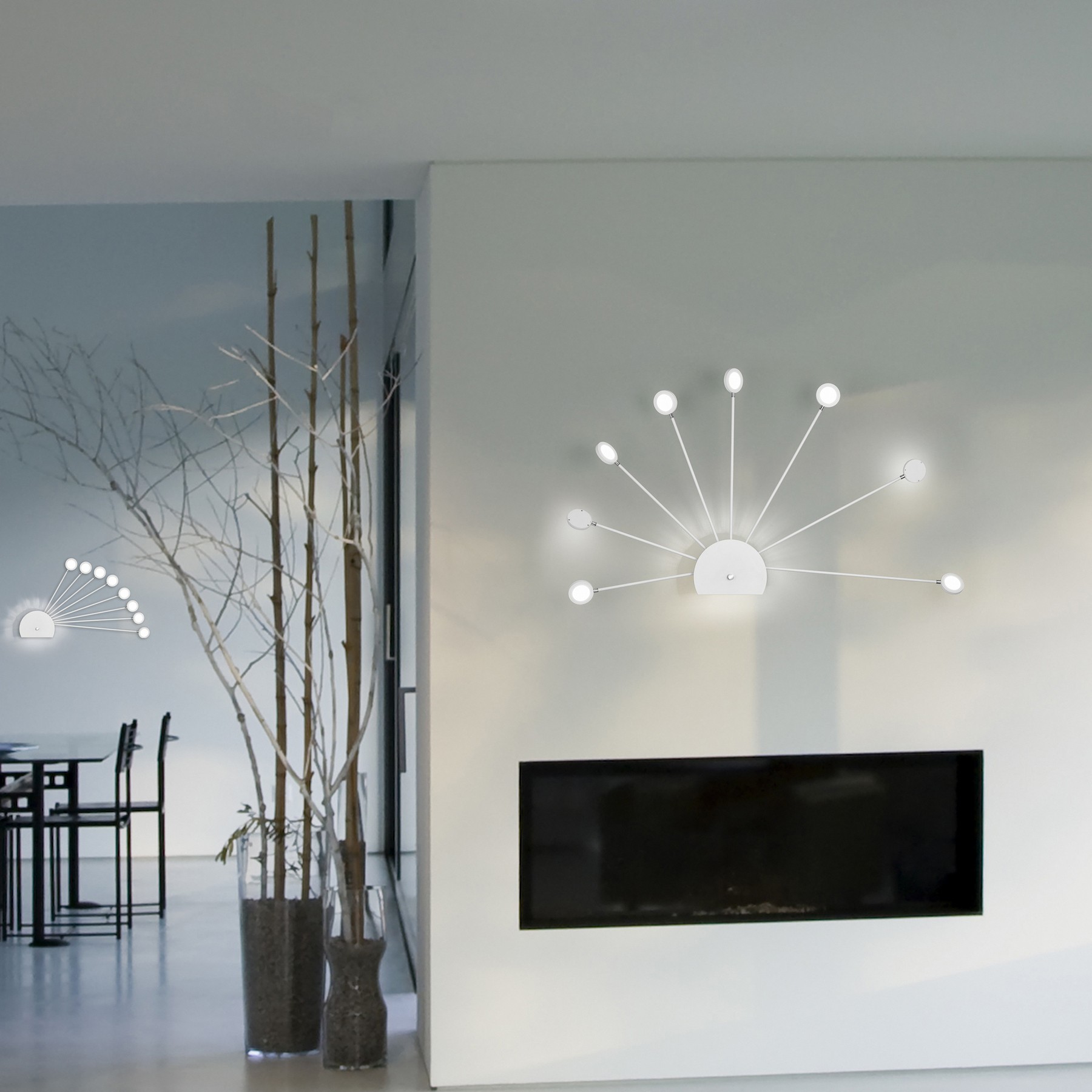 163,95 € Envío gratis | Lámpara de araña Trio Peacock 2.7W 4000K Luz neutra. 115×98 cm. LED integrado. Luz direccional. Montaje en techo y pared Metal. Color blanco