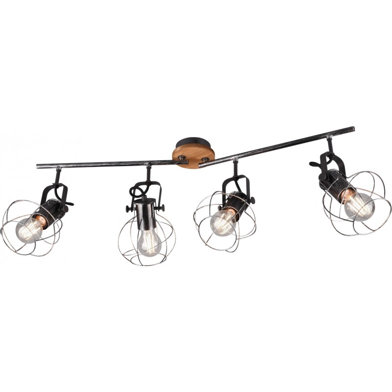 129,95 € Free Shipping | Ceiling lamp Trio Madras 80×28 cm. Directional light Living room and bedroom. Vintage Style. Metal casting. Antique silver Color