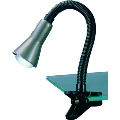 Lámpara de escritorio Trio Flexo 30×8 cm. Lámpara de pinza. Flexible Salón y dormitorio. Estilo clásico. Plástico y Policarbonato. Color aluminio