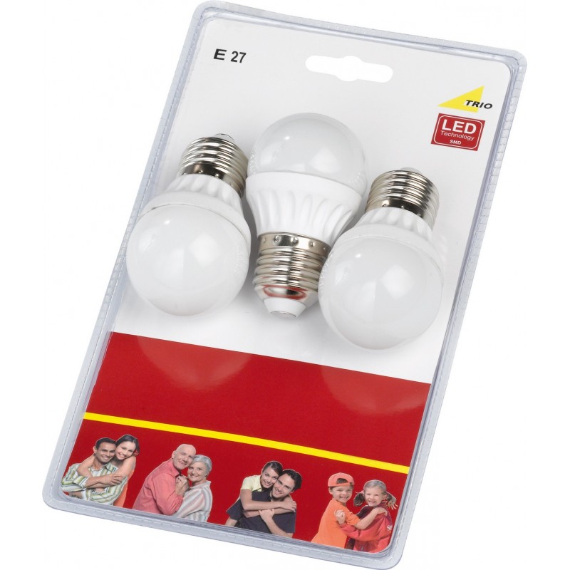 14,95 € 送料無料 | LED電球 Trio Esfera 5W E27 LED 3000K 暖かい光. Ø 4 cm. ガラス. 白い カラー