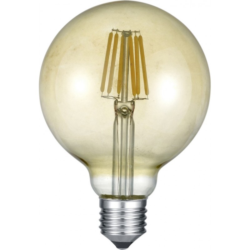 13,95 € Free Shipping | LED light bulb Trio Globo 8W E27 LED 2700K Very warm light. Ø 12 cm. Modern Style. Metal casting. Orange gold Color