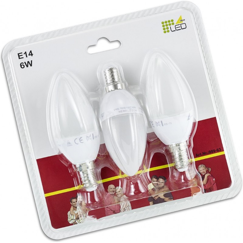 13,95 € Free Shipping | LED light bulb Trio Vela 6W E14 LED 3000K Warm light. Ø 3 cm. Glass. White Color