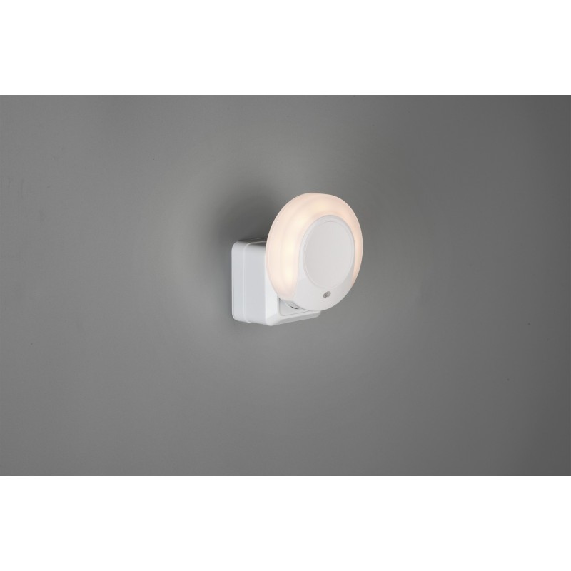 7,95 € Free Shipping | Indoor wall light Reality Jago 0.4W 3000K Warm light. Ø 9 cm. Integrated LED. Darkness sensing Living room and bedroom. Modern Style. Plastic and polycarbonate. White Color