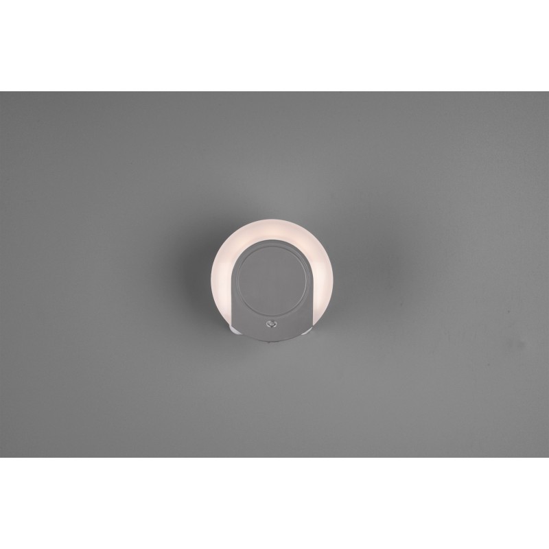 7,95 € Free Shipping | Indoor wall light Reality Jago 0.4W 3000K Warm light. Ø 9 cm. Integrated LED. Darkness sensing Living room and bedroom. Modern Style. Plastic and polycarbonate. Gray Color