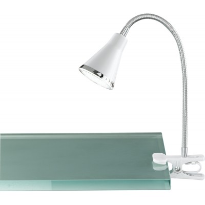 Lámpara de escritorio Reality Arras 3.8W 3000K Luz cálida. 32×7 cm. Lámpara de pinza. LED integrado. Flexible Oficina. Estilo moderno. Plástico y Policarbonato. Color blanco