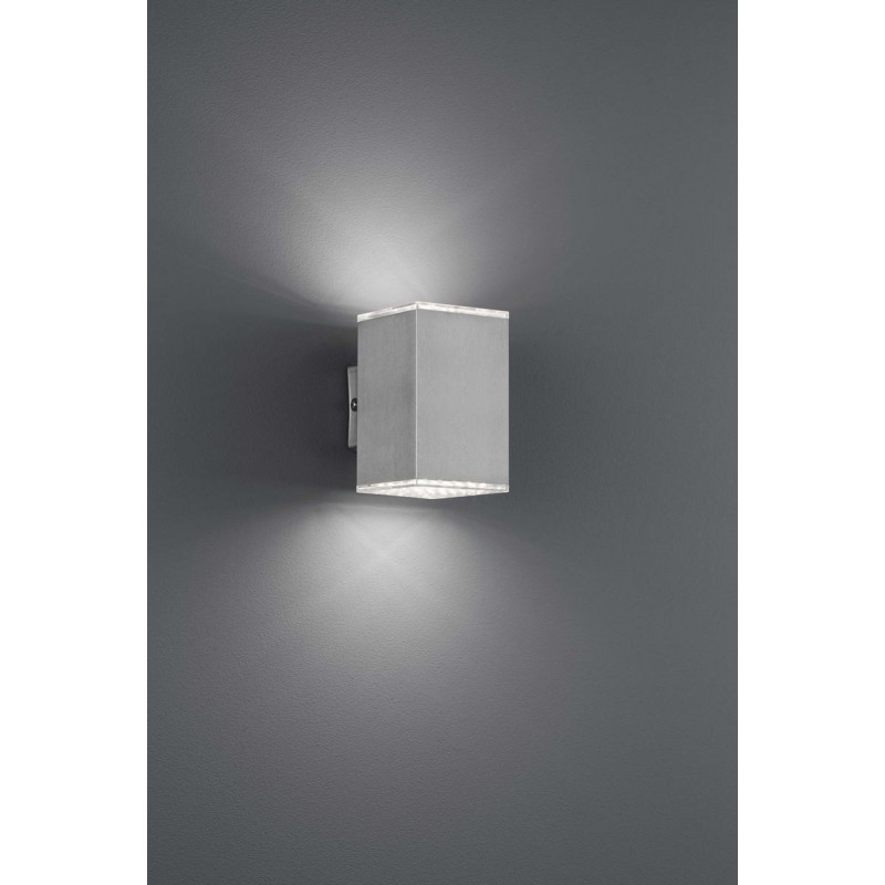 37,95 € Free Shipping | Outdoor wall light Reality Quito 5.5W 3000K Warm light. 14×11 cm. Integrated LED Terrace and garden. Modern Style. Steel. Silver Color