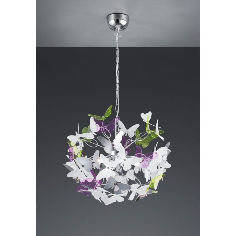 112,95 € Free Shipping | Hanging lamp Reality Butterfly Ø 50 cm. Living room and bedroom. Modern Style. Metal casting. Plated chrome Color