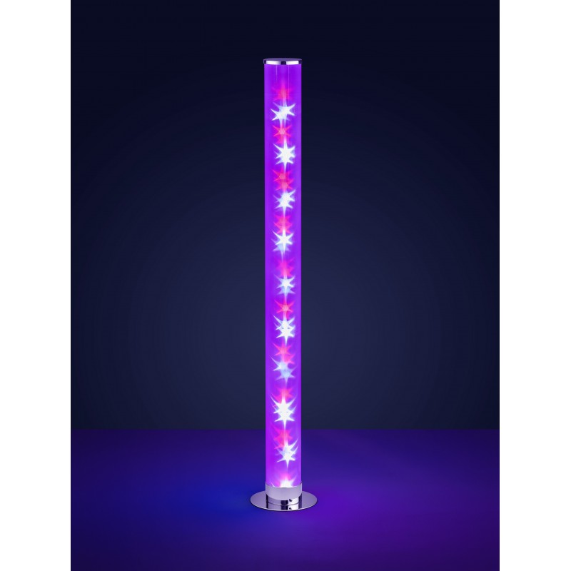 87,95 € Free Shipping | Floor lamp Reality Rico 4W 3000K Warm light. Ø 15 cm. Dimmable multicolor RGBW LED. Remote control Living room and bedroom. Modern Style. Metal casting. Plated chrome Color
