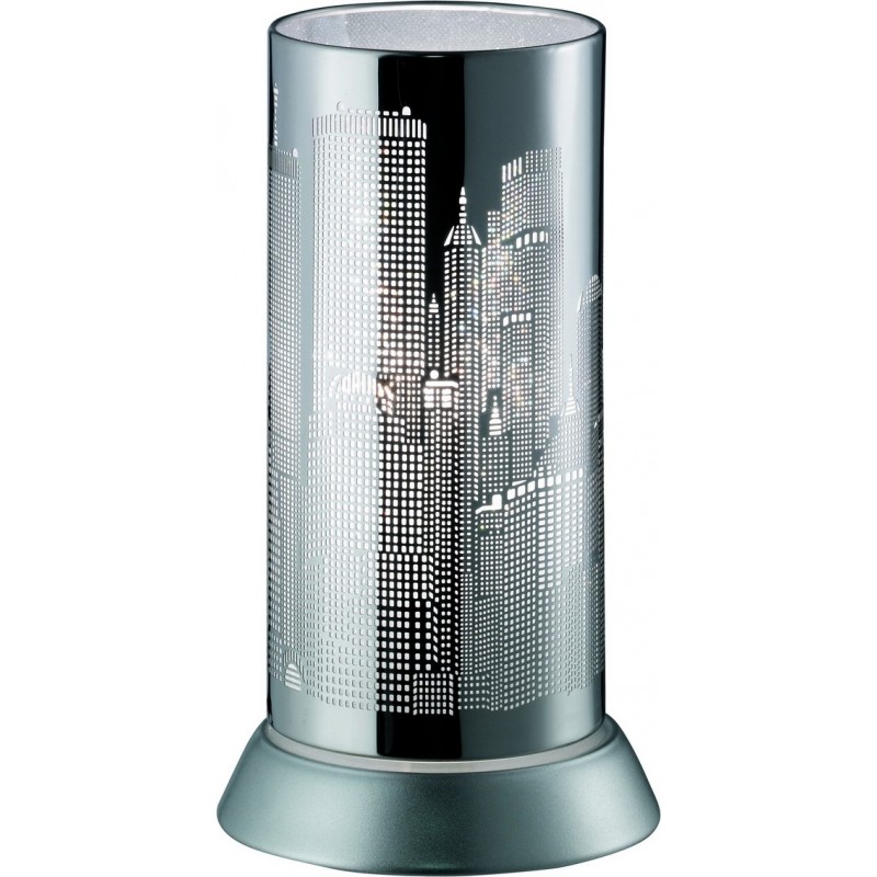 10,95 € Free Shipping | Table lamp Reality City Ø 12 cm. Living room and bedroom. Design Style. Metal casting. Plated chrome Color