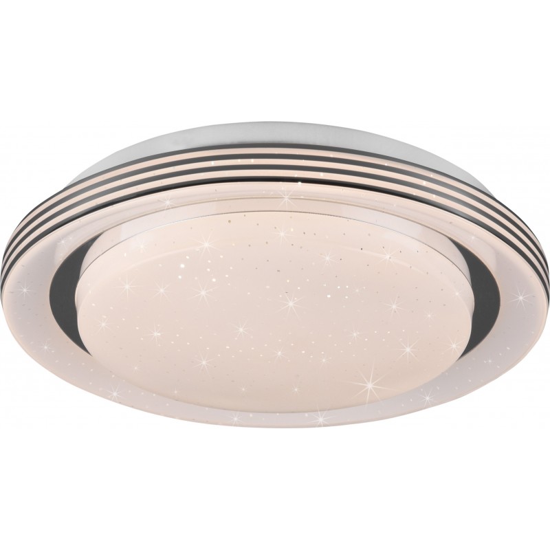 46,95 € Free Shipping | Indoor ceiling light Reality Atria 10.5W Round Shape Ø 27 cm. Star effect. Dimmable multicolor RGBW LED. Remote control Living room and bedroom. Modern Style. Plastic and Polycarbonate. White Color
