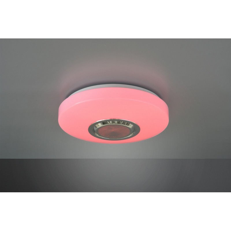 75,95 € Free Shipping | Indoor ceiling light Reality Maia 10W 3000K Warm light. Ø 33 cm. Dimmable multicolor RGBW LED. Remote control. Bluetooth speaker. Ceiling and wall mounting Living room and bedroom. Modern Style. Plastic and polycarbonate. White Color