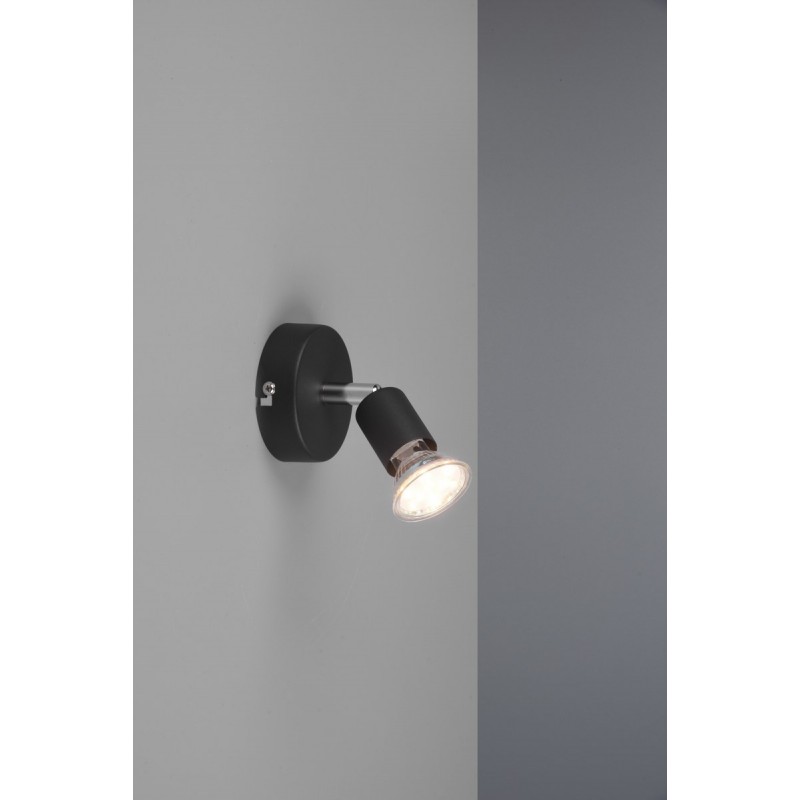 7,95 € Free Shipping | Indoor spotlight Reality Paris Ø 8 cm. Living room and bedroom. Modern Style. Metal casting. Black Color