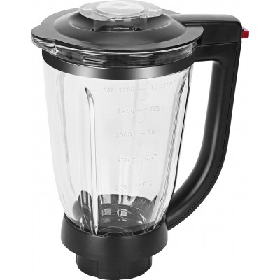 Kitchen appliance 26×21 cm. Container with lid for blender. 1.5 liters PMMA and Glass. Black Color