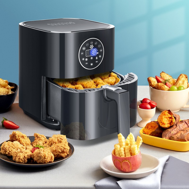 81,95 € Free Shipping | Kitchen appliance 1500W 32×30 cm. Oil free air fryer. Touch LED panel. 3.5 liters Black Color