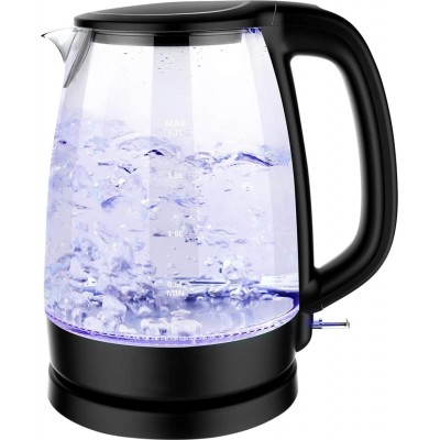 Kitchen appliance 2200W 24×22 cm. Electric kettle with LED lighting. Dry boil protection system. 1.7 liters PMMA and Glass. Black Color