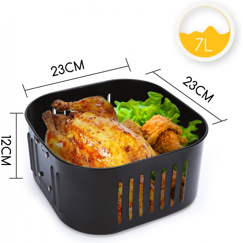 11,95 € Free Shipping | Kitchen appliance 24×24 cm. Non-stick basket. Fryer Accessory Aluminum. Black Color